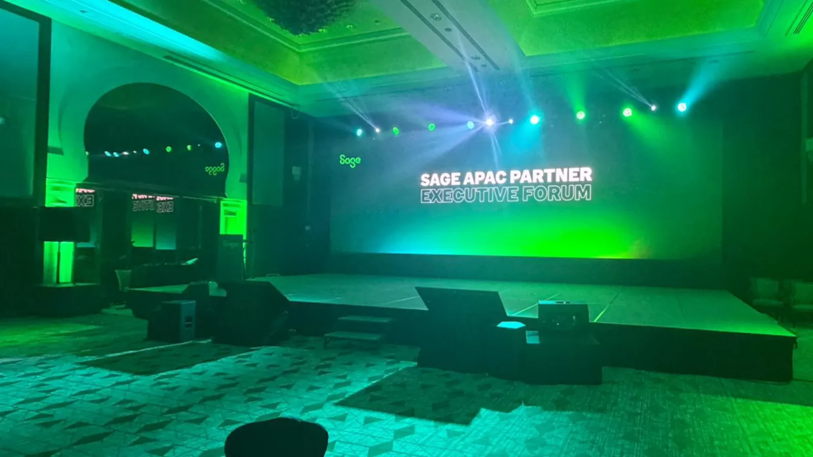 Sage and partner leaders at the Sage APAC Partner Executive Forum discussing AI led finance and cloud ERP strategy